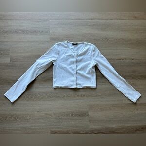 Zara White Ribbed Knit Top